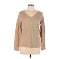 Gap Long Sleeve Henley Shirt: Tan Solid Tops - Women's Size Large