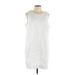 J.Crew Factory Store Casual Dress - Mini Crew Neck Sleeveless: White Solid Dresses - Women's Size 12