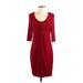 Donna Ricco Casual Dress - Sheath Scoop Neck 3/4 sleeves: Burgundy Solid Dresses - Women's Size 4