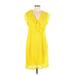 Nanette Lepore Casual Dress - Mini V-Neck Short sleeves: Yellow Print Dresses - Women's Size 10