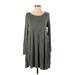 Piko Casual Dress - A-Line Scoop Neck Long sleeves: Gray Print Dresses - Women's Size Small
