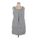 Lands' End Casual Dress - Shift Scoop Neck Sleeveless: Silver Print Dresses - Women's Size 14