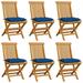 Htovila Patio Chairs with Blue Cushions 6 pcs Solid Teak Wood