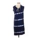 Saint Tropez Casual Dress - Shift: Blue Tie-dye Dresses - Women's Size Small