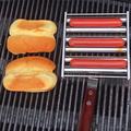 Hirundo Hot Dog Roller Rack w/Long Wooden Handle Hotdog Roller Sausage Roller for Grill 2023 Creative BBQ Tool Stainless Steel Hot Dog Rack 6 Rollers for 5 Hot Dogs Anti-Scald Heat Evenly