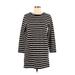 Lou & Grey Casual Dress - Sweater Dress: Black Stripes Dresses - Women's Size Large