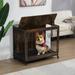 Dog Crate Furniture with Cushion, Wooden Dog Crate Table, Double-Doors Dog Furniture, Dog Kennel Indoor for Small Dog