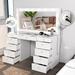 Boahaus Makeup Vanity Table, 11 Drawers, Mirror, Lights, Glass Top