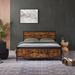 Black and Brown Metal Platform Bed Frame with Wooden Headboard and Footboard, Large Under Bed Storage, Queen Size