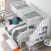 Twin over Full Bunk Bed with Drawer, Storage and Guard Rail, Gray