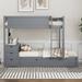 Full over Full Bunk Bed with Trundle, Storage and Desk, White+Walnut