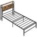 Gezen 12” Twin Metal Bed Frame with 2-Tier Storage Headboard Platfrom Bed Frame for Kids
