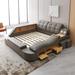 Ouyessir Multi-functional Upholstered Storage Bed with Chaise Lounge on Side