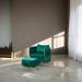 Modern Accent Chair with Storage Ottoman, Velvet Tufted Barrel Chair Set, Arm Chair for Living Room Bedroom, Emerald