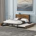 Functional and Stylish: Queen Size Metal Platform Bed with Drawers, Trundle, and Integrated Charging Station