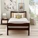 Wooden Twin Size Classic Design Bed with Curve Headboard, Platform Bed with Slat, Small Bed with Support Legs, Espresso