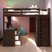 Wooden Bed with Desk, Space-saving Bed with Wardrobe, Twin size Versatility Galore Loft Bed with 3 Storage Drawers, Espresso