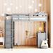 Twin Size Loft Bed with Ladder, Wooden Bed with Shelves, Space-saving Bed with Desk, Kid's Bed with Guardrails, Grey