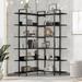 74.8" L-Shape Corner Bookshelf with 6-Tier Shelves and Adjustable Foot Pads, MDF Boards & Stainless Steel Frame