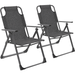 ELPOSUN Outdoor Folding Patio Sling Chairs Set of 2 Heavy Duty Adjustable Recliner Folding Chairs for Outdoor Camping Garden Support 300LB