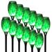 Solar Outdoor Lights 12 Pack 12LED Solar Tiki Torches with Flickering Flame IP65 Waterproof Mini Solar Torch Lights Auto On/Off for Garden Patio Yard Pathway Green