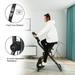 Indoor Folding Exercise Bike with 8 Levels Adjustable Resistance and 7 Levels Adjustable Seat Home Trainer Bike with Adjustable Cage Style Pedals and Non-Skid Feet Pad Sport Bicycle with Electronic