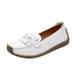TOWED22 Women s Slip on Flats Classy Round Toe Solid Classic Mary Jane Ballet Dance Shoes Soft Comfortable PU Flat Shoes(White 7)