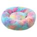 FNOCHY Round Calming Donut Dog Bed for Medium/Small Dogs Refillable w/ Removable Washable Cover For Dogs Up to 45 lbs - Shaggy Plush Long Faux Fur Donut Bed