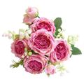 Fake Flowers Silk Roses Artificial Flowers in Vase Faux Flower Arrangement with Vase Suitable for Home Office Decoration Dining Table Centerpiece