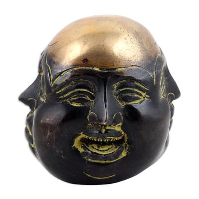 Sage's Facets,'Handcrafted Brass Paperweight of an Expressive Man'