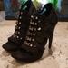 Jessica Simpson Shoes | Euc Jessica Simpson Strappy Black Heels Size 8 | Color: Black/Silver | Size: 8
