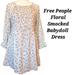 Free People Dresses | Free People Floral Smocked Babydoll Dress | Free People Floral Mini Dress | Color: Blue/Cream | Size: S