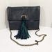 Anthropologie Bags | Anthropologie Boho Tassel Navy Faux Leather Clutch Chain Handle Crossbody Euc | Color: Blue | Size: Os