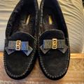 Michael Kors Shoes | Michael Kors Erica Slipper Fur/Suede/Canvas Slipper Loafer Moccasins | Color: Black/Brown | Size: 9