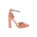 Lulus Heels: D'Orsay Chunky Heel Cocktail Party Pink Print Shoes - Women's Size 6 - Almond Toe