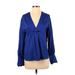 MNG Long Sleeve Blouse: Blue Tops - Women's Size 4