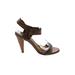 Marc by Marc Jacobs Heels: Brown Print Shoes - Women's Size 38 - Open Toe