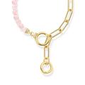 Thomas Sabo Women Gold-plated link chain necklace with rose quartz beads 925 Sterling Silver, 18K Yellow Gold Plating KE2193-414-9