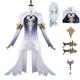 VILFO Genshin Impact Cosplay Set, Game Character Furina, God Of Water Focalors Cosplay Uniform Full, Carnival Party Dress, With Wig, Women Girls Dress Up,White,L