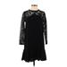 Zara Casual Dress - DropWaist High Neck 3/4 sleeves: Black Print Dresses - Women's Size X-Small