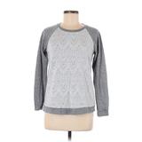 Adrienne Vittadini Sweatshirt: Gray Chevron/Herringbone Tops - Women's Size Medium