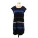 Max Studio Casual Dress - Shift Scoop Neck Short sleeves: Blue Color Block Dresses - Women's Size Large