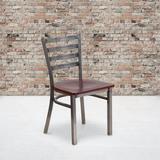 Flash Furniture Kendall Ladder Back Metal Restaurant Chair Metal in Brown/Red | 32.25 H x 16.5 W x 17 D in | Wayfair XU-DG694BLAD-CLR-MAHW-GG