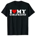 JRJZ-T-Shirt amusant imprimé pour homme avec slogan I love my boyfriend et I love my girlfriend