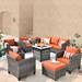 Red Barrel Studio® Kaniha Rattan Sofa Seating Group w/ Cushions Synthetic Wicker/All - Weather Wicker/Wicker/Rattan in Orange | Outdoor Furniture | Wayfair
