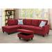 Multi Color Reclining Sectional - Ebern Designs Red Flannelette 97" Width Sectional Sofa & Chaise, Ottoman,2 Pillows, Synthetic | Wayfair