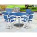 Highland Dunes Alyxzander Square 4 - Person 44" L Outdoor Dining Set Plastic in White/Blue | 44 W x 44 D in | Wayfair
