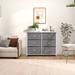 Ebern Designs Matys 31" Wide Wooden Accent Cabinet w/ Wood Top & 6 Fabric Drawers Wood/Metal in Brown/Gray/White | Wayfair