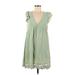 Shein Casual Dress - Mini Plunge Sleeveless: Green Print Dresses - Women's Size Medium