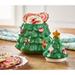 Green Christmas Tree Shaped Stoneware Cookie Jar, 6.6"L x 6.6"W x 10.0"H, 40 oz.